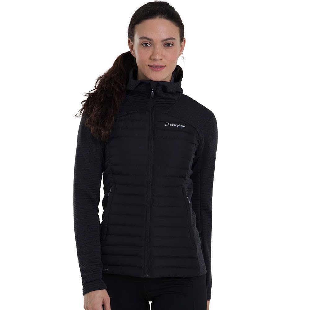 Berghaus Women's Nula Hybrid Synthetic Insulated Jacket | Durable Design | Water Resistant Insulated Jacket, Black/Black, 18