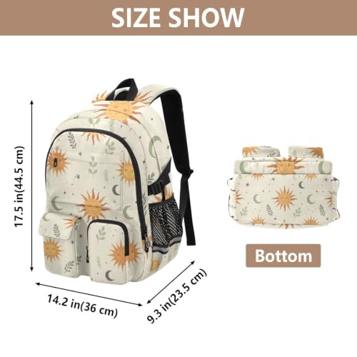 Mochila de viaje grande bohemia de sol y luna para portátiles de 17.5 pulgadas y universidad 3