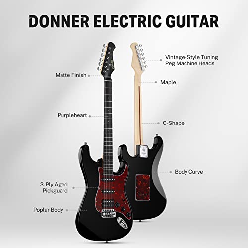 Donner 39 Inch Electric Guitar, Designer Series Dst-200 Stylish Solid Body Electric Guitar For Beginner Intermediate & Pro Players, Single Coil Split System, Bonus Bag, Cable, Strap #TOP1