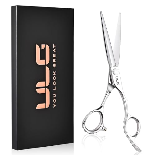 Image of ULG Professional Hair Cutting Scissors & Shears, 6.5 inch 440C Japanese Stainless Steel Barber Scissors, Hand-Honed Razor Sharp Blades & Ergonomic Offset Handle for Salon & Home Use