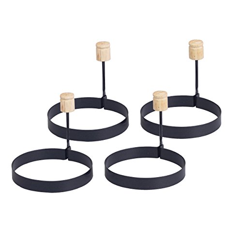 HIC Non-Stick Fried and Poached Egg and Pancake Cooking Rings, Round Shaped, Nonstick