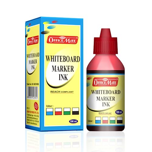 Image of Soni Officemate Whiteboard Marker Ink - 100ml | Pack of 4 (Red) |Bright, Smooth & Long-Lasting Ink | Easy Wipe, Eco-Friendly