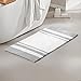 Madison Park - Spa Reversible Cotton Bath Rug - Grey - 20(W)" x 30(L)" - Striped - Water Absorbent- Fast Drying- Bath Mats - Feels Fluffy - Stylish & Sophisticated