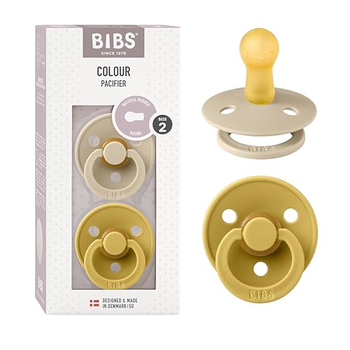 Image of Bibs Pacifiers Color Collection, Set of 2 BPA-Free Latex Pacifiers Made in Europe, Round Nipple Baby Pacifier.