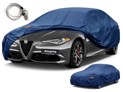 Image of Kaugung Heavy Duty Car Cover Custom Fit Alfa Romeo Giulia (2016-2025), Waterproof All Weather Resistant Outdoor Sun Rain Dust Snow Protection with Anti-Theft Lock.