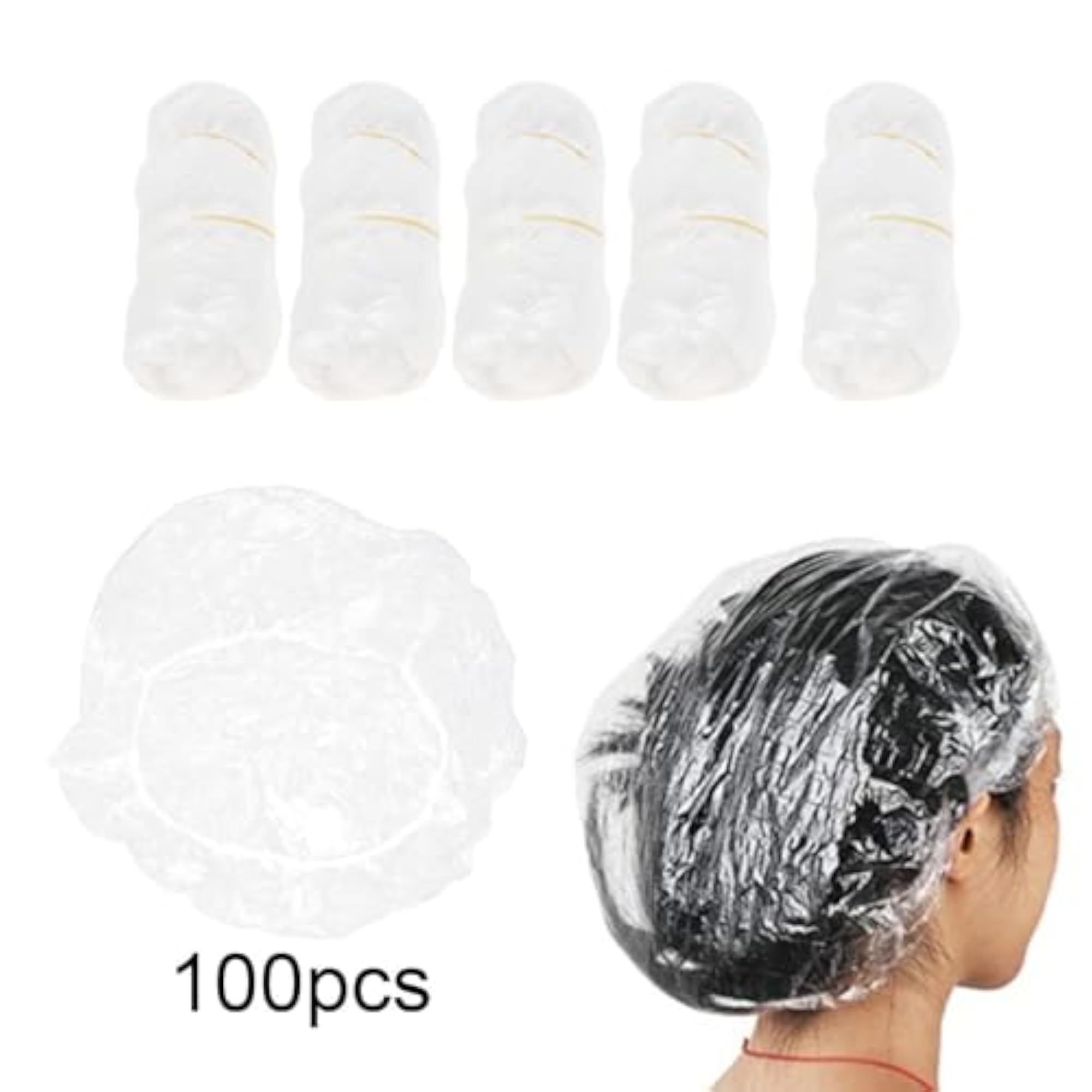 100Pcs Disposable Shower Caps, Elastic for Hair Treatment