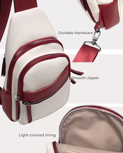 Image of Alldaily Large Sling Bag for Women Crossbody Purse Leather Fashionable Trendy Chest Bag for Travel, Fanny Pack (Red&White)