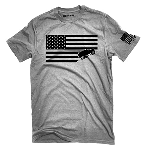 Image of American Flag Offroad Shirt Ash Gray Made in USA t-Shirt Perfect for 4x4 Owners
