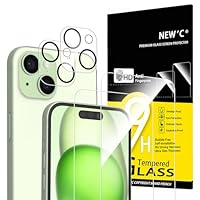 NEW'C für iPhone 15 für Panzerglas 6,1 Zoll (2 Stück) und 2 x Kamera Panzer Schutz für Kameraschutz (2 Stück) -Kratzfest -extrem widerstandsfähig -9H-Härteglas