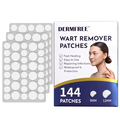 DERMFREE Wart Treatment Patches with 1% Salicylic Acid Thin Waterproof Hydrocolloid Stickers for Hands & Feet Discreet Protective Covers 144 Count