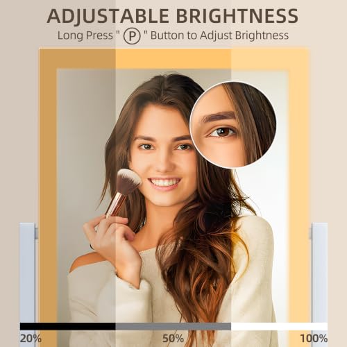 Image of FENNO Rectangular Makeup Vanity Mirror with Lights, 13x17 Inch, White