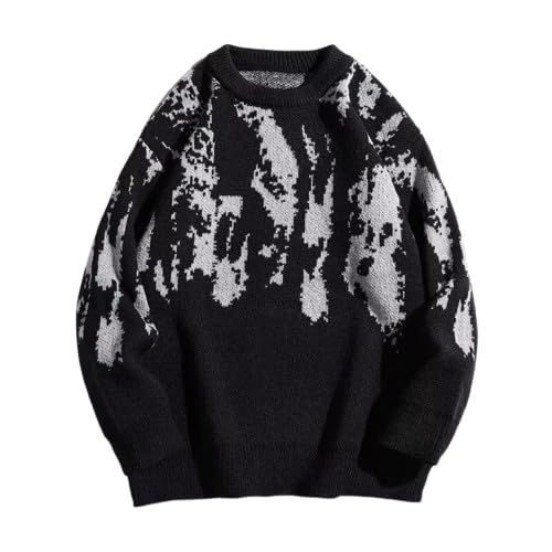 Y2K Striped Sweater Color Block Grandpa Sweater Baggy Knit Long Sleeve Pullover Streetwear Unisex