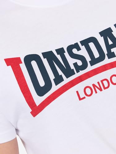 Lonsdale Camiseta Manga Corta Two Tone, Bianco, Medium
