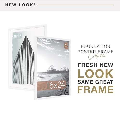 Image of MCS Foundation 16x24 Poster Frame Traditional White, Vertical & Horizontal Wall Hanging Large Picture Frame for Photos, Posters & Art Prints (1-Pack)