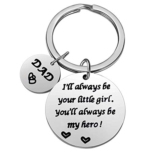 Dad Gifts from Son Daughter Dad Keychain Father Keyring Key Tags for Daddy Papa Men Jewelry for Father's Day Birthday (Hero Dad Keychain from Little Girl)