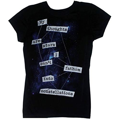 The Fault In Our Stars My Thoughts Are Stars Juniors Black T-Shirt (Medium)