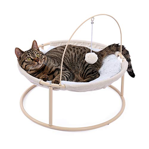 Made4Pets Cat Bed Soft Plush Cat Hammock Detachable Pet Bed with Dangling Ball
