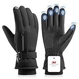 AMOVO スキーグローブ アウトドア防風防寒手袋 3M 全指タッチスクリーン 通気性 スノーボード 防寒グローブ スノーボードグローブメンズ 冬用シンサレート アウトドアスポーツ用グローブ 保温 厚手 フリ加工された長くて太い 撥水加工 スマホ対応 メンズ レディース 通勤 スキー サイクリング 登山 (ブラック)
