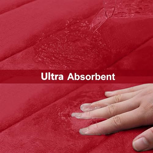 Buganda Memory Foam Bath Mat, 35.4" x 24", Ultra Soft and Non-Slip Bathroom Rugs, Water Absorbent and Machine Washable Bath Rug Runner for Bathroom, Shower, and Tub, Red by Buganda - Image 4