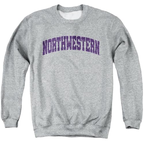 LOGOVISION Northwestern University School Name Arch Unisex Adult Crewneck Sweatshirt Athletic Heather Large