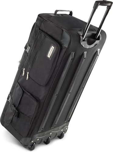 Reisetasche XXL Trolly mit Rollen Jumbo Travel Bag aus robustem Material Schwarz / 120 Liter XXL