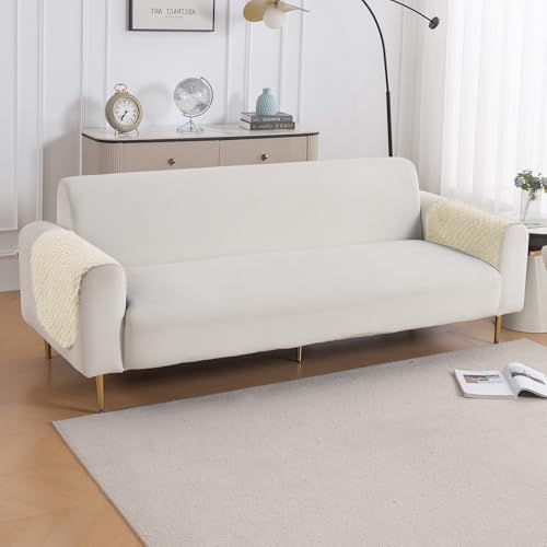 Image of HOKIPO Quilted Sofa Armrest Cover - 1 Pair | 'Quilt Classic' Beige (IN-925-BEIGE*2)