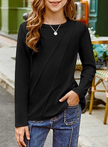 blibean Tween Girls Fall Warm Shirts Pleated Long Sleeve Tops Size 6-15 Years3