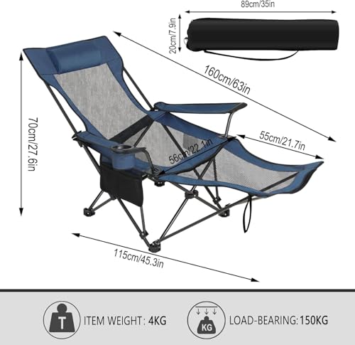 Chaise de camping pliable portable avec dossier réglable eSituro extérieure