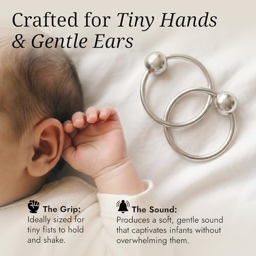 Image of 2 Ring 925 Sterling Silver Teether Rattle Ring | non tarnishing, 0-12 months, teething gift, engravable, gift boxed, baby shower, christening, newborn keepsake