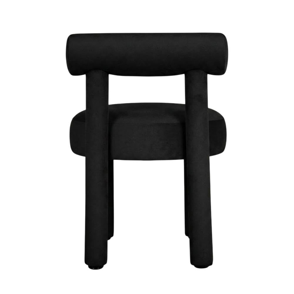 Velvet-Upholstered Dining Chair with Rubberwood Legs by Starlight Canyon Home – 21.3 x 20 x 28.5 inches, Velvet, Black