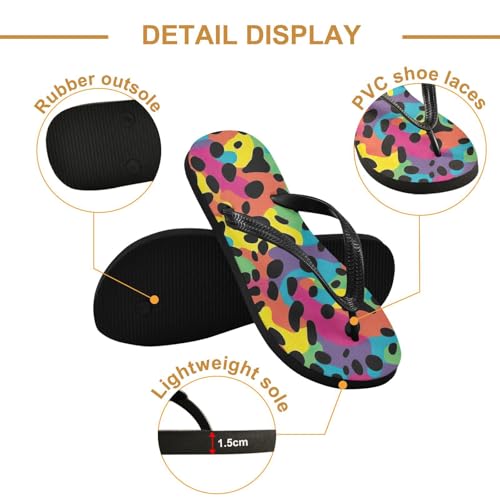 Colorful Leopard Beach Summer Casual Flip Flop Sandals Non-Slip Quick Dry for Women Men 214A45662