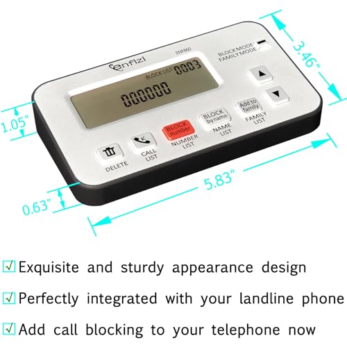 Enfizi ENF860 Call Blocker For Landline Phones, Blacklist/Whitelist Dual Mode, Block Spam Calls By Number And Name, Caller Id Box thumb #2