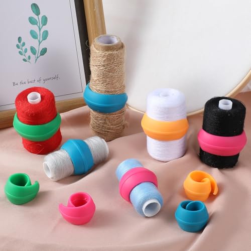 Image of 200 Pcs Upgraded Thread Holder /Spool Huggers Compatible with Larger spools- Keep Thread Spool Neat&Organized for Sewing and Embroidery Machine Thread Spools