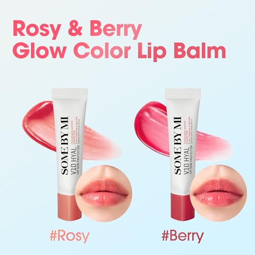 SOME BY MI V10 Hyal Lip Sun Protector Berry – Pack of 2, 0.46oz – Korean Tinted Glow SPF 15 Sunscreen Lip Balm for Dry & Sensitive Lips – Hydrating with Hyaluronic Acid & Vitamin E – Korean Skin Care