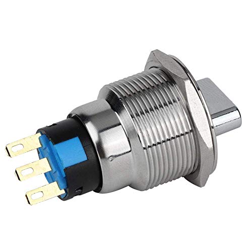 Interruttore a pulsante in metallo da 19mm (3/4) con LED simbolo di alimentazione 12V, 1NO1NC SPDT ON/OFF, interruttore a levetta impermeabile nero con passacavo