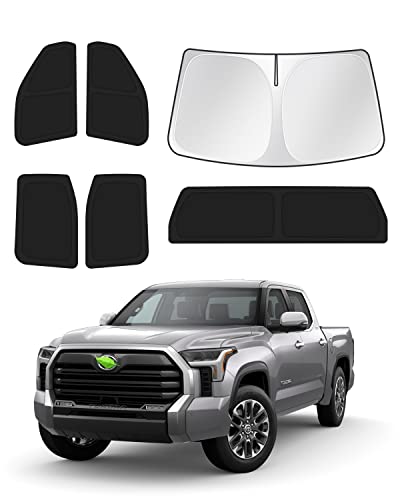 Image of Canvcle Windshield Sun Shade for 2022-2025 2026 Toyota Tundra Sunshade Side Rear Window Shade Cover Sun Visor Shield Privacy Protection Keep Vehicle Cool Black 6PCS