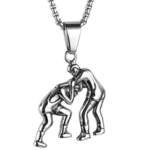 Hijones Unisex Stainless Steel Wrestling Match Pendant Sport Necklace Silver #TOP10