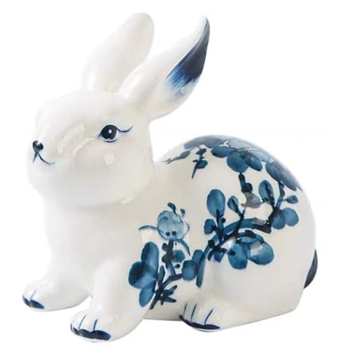 Statue lapin céramique de prestige ornement de table élégant 14cm