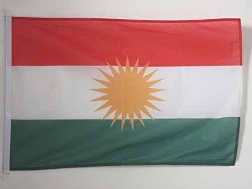 AZ FLAG, Kurdistan Flag, 2x3 Ft, For Outdoor, Curdistan Banner Knitted Polyester with Two Plastic Rings, Fade Resistant