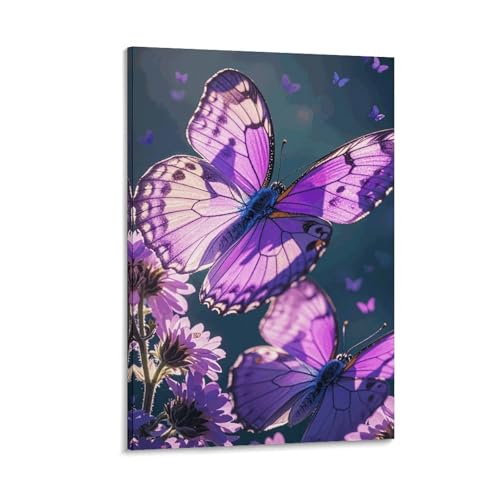 Toile murale papillons violets 60x90 cm MNVTSKOP pour decoration salon