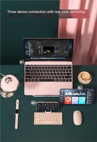 Teclado plegable bluetooth rosa de alta precision con teclado inalambrico ultra delgado 2