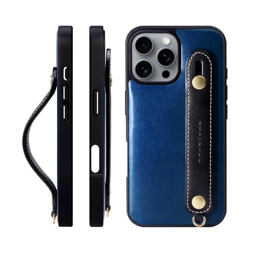 HANATORA for iPhone 16Pro �P�[�X �{�v �ϏՌ� �w�ʃx���g �X�g���b�v�����O �X�}�z�P�[�X �X�}�z �X�^���h�@�\ �l�b�N�X�g���b�v �t�� �C�^���A�����U�[ �M�t�g �}�O�l�b�g�Ȃ� �u���[+�u���b�N TGH-16Pro-BlueBK