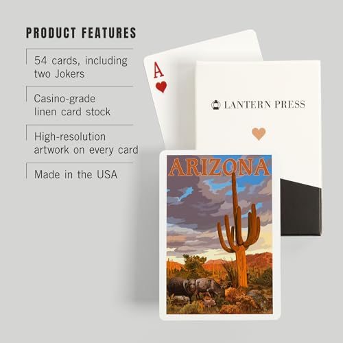 Lantern Press Arizona, Javelina y Cactus, 52 naipes póker miniatura 3