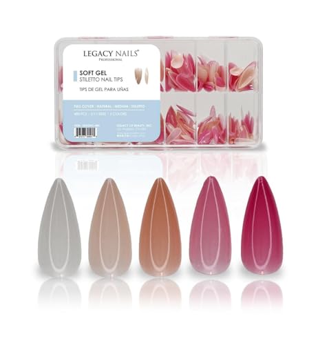 Legacy Nails Soft Gel Full Cover Medium Stiletto Nail Tips
