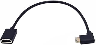 MysRuida 1ft 8K Mini HDMI 2.1 to HDMI 2.1 Cable, 90 Degree Right Angle 8K Mini HDMI Male to 8K HDMI Female Extension Adapter Extender Cable, OD 4mm Slim Ultra HD HDMI 2.1 Version 8K Cable, 8k@60HZ