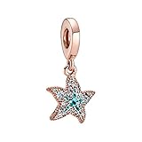 El colgante de estrella de mar refinado a mano de Pandora Rose (aleación de metal chapada en oro rosa de 14 quilates) está provisto de piedras brillantes y detalles de perlas