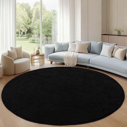 Tapete circular negro 4x4 pies ultra suave con espuma miniatura 4