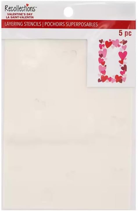 Recollections Valentine's Day Layering Stencils, Heart Frame Border Design, 5 Piece Set
