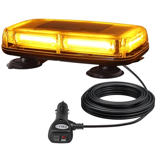YGiTK Gyrophare Magnétique LED 60W pour Véhicule – Lampe Stroboscopique Orange 12V/24V avec 7 Modes de Flash, Base Magnétique Forte, Câble Allume-Cigare 5m, Étanchéité IP65