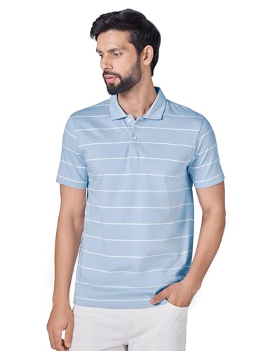 Image of XYXX Iinea Men's Stripe Cotton T-Shirt | Polo Collor Tshirts | Half Sleeves | Stripe-Slim Fit